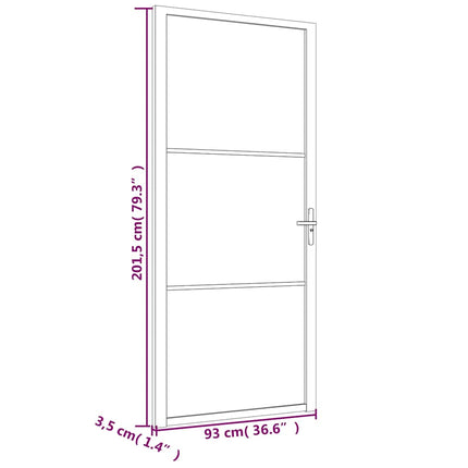 dør 93x201,5 cm sikkerhedsglas og aluminium sort
