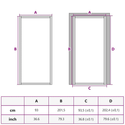 dør 93x201,5 cm sikkerhedsglas og aluminium sort