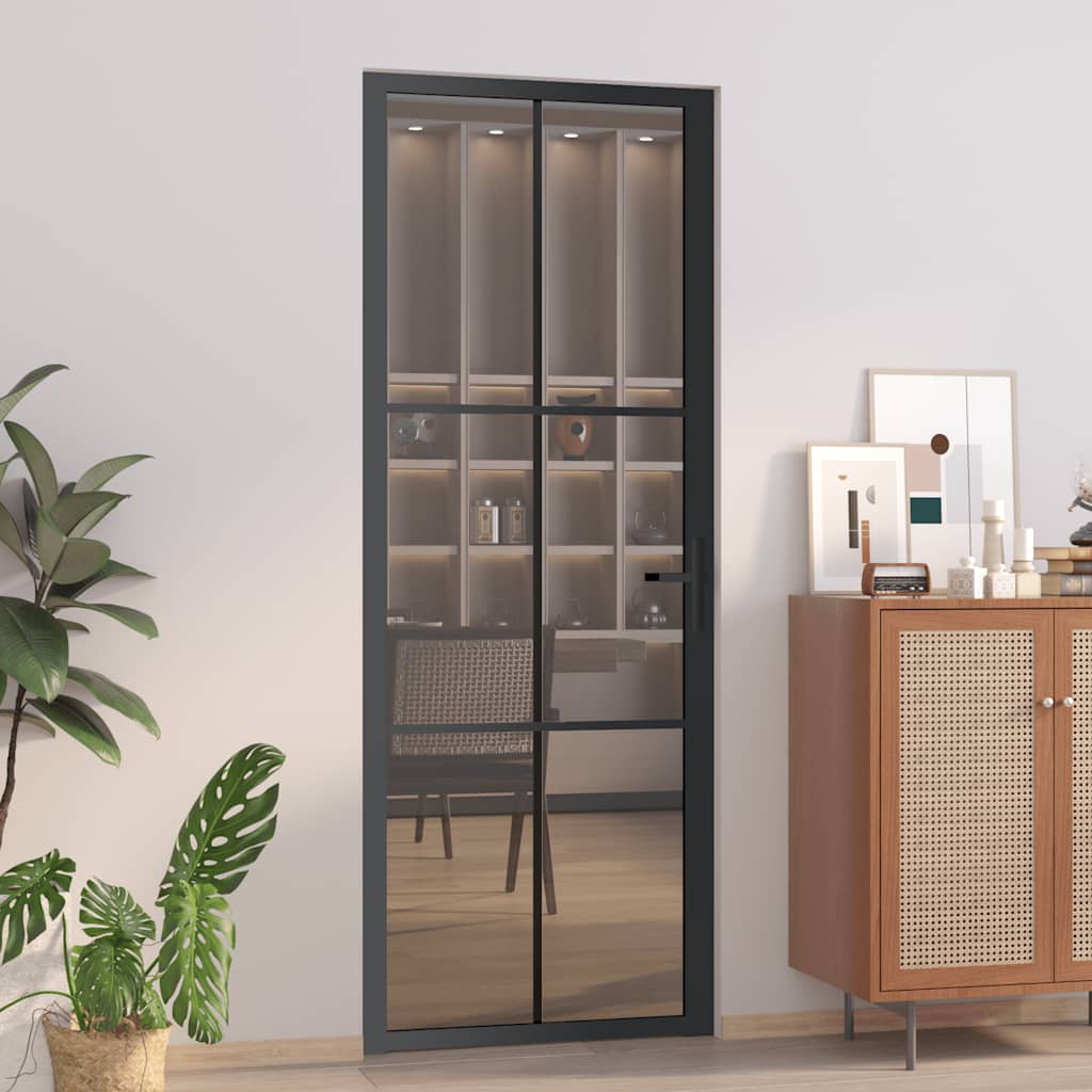 dør 76x201,5 cm sikkerhedsglas og aluminium sort billede