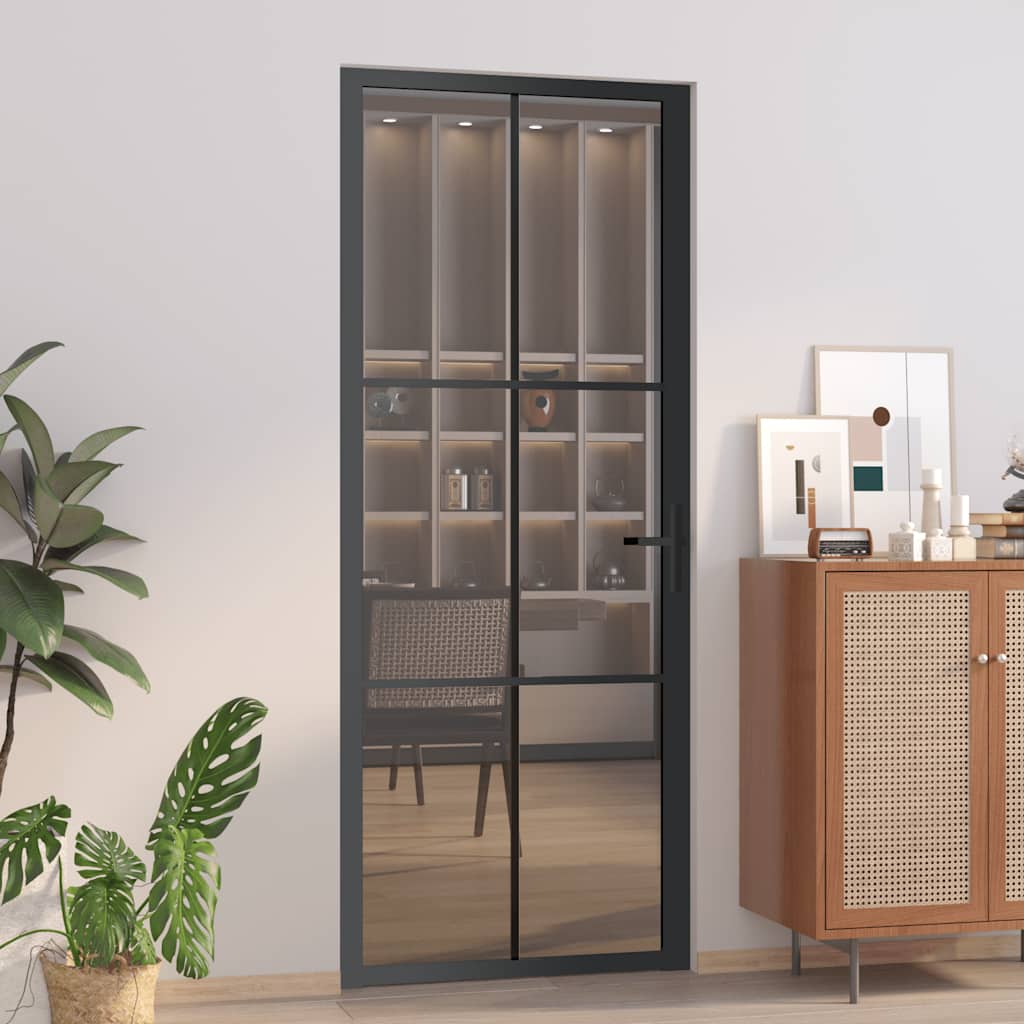 dør 83x201,5 cm sikkerhedsglas og aluminium sort billede