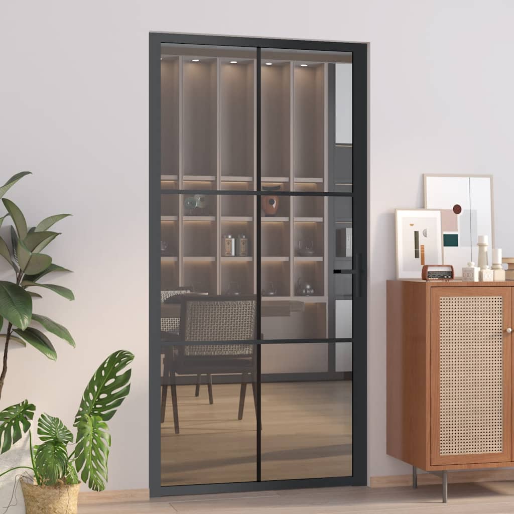 dør 102,5x201,5 cm sikkerhedsglas og aluminium sort billede