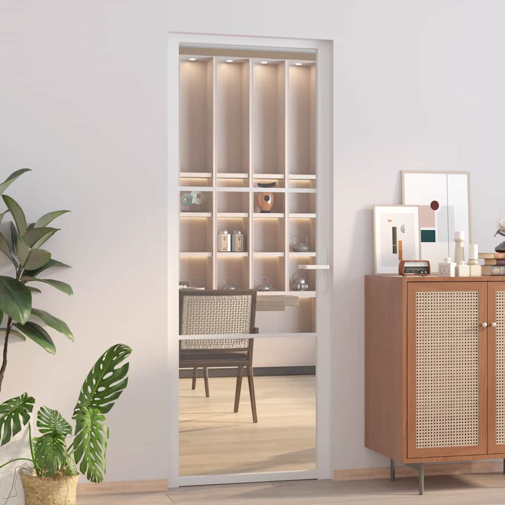 dør 76x201,5 cm sikkerhedsglas og aluminium hvid billede