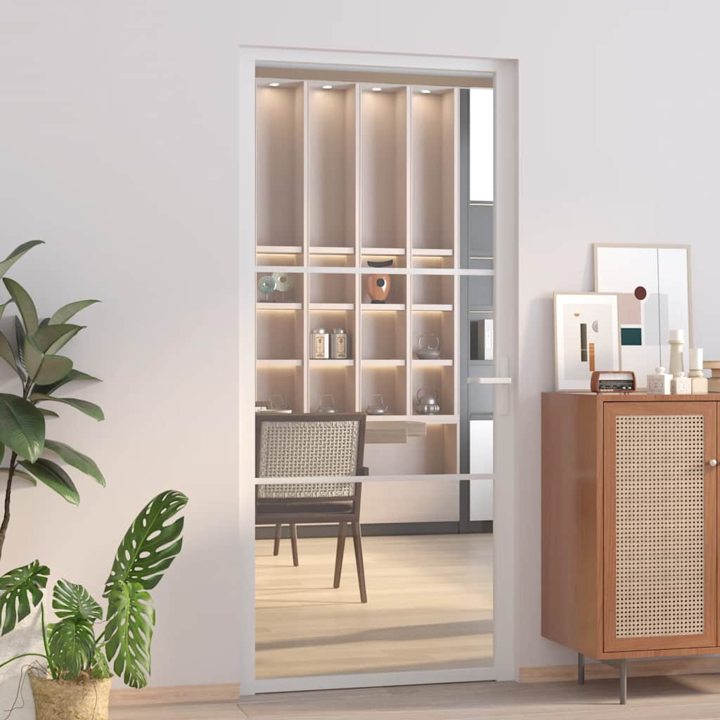 dør 93x201,5 cm sikkerhedsglas og aluminium hvid billede