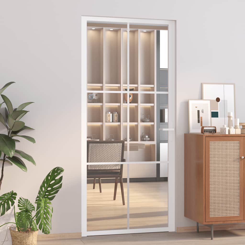 dør 93x201,5 cm sikkerhedsglas og aluminium hvid billede