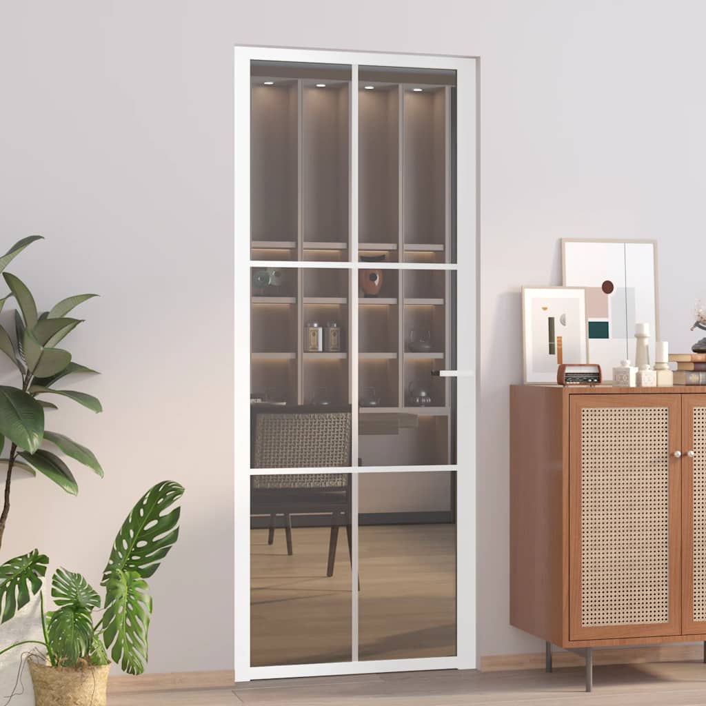 dør 83x201,5 cm sikkerhedsglas og aluminium hvid billede