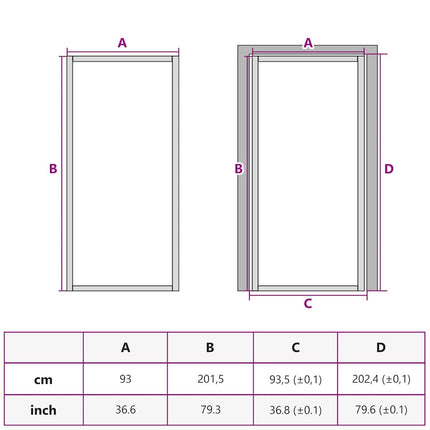 dør 93x201,5 cm sikkerhedsglas og aluminium hvid