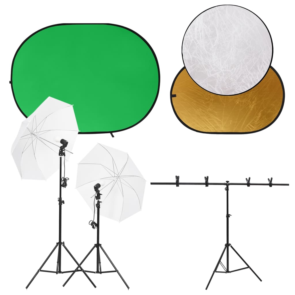 fotostudiesæt med fotolampesæt + fotobaggrund og reflektor