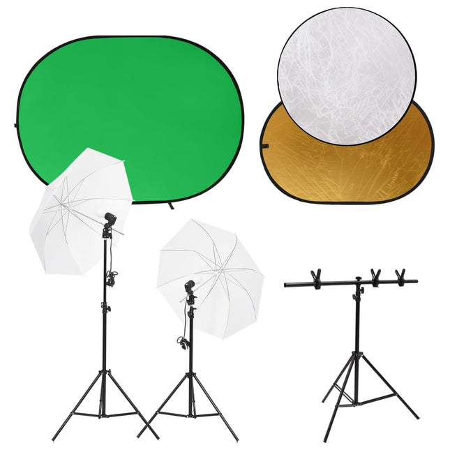 fotostudiesæt med fotolampesæt + fotobaggrund og reflektor