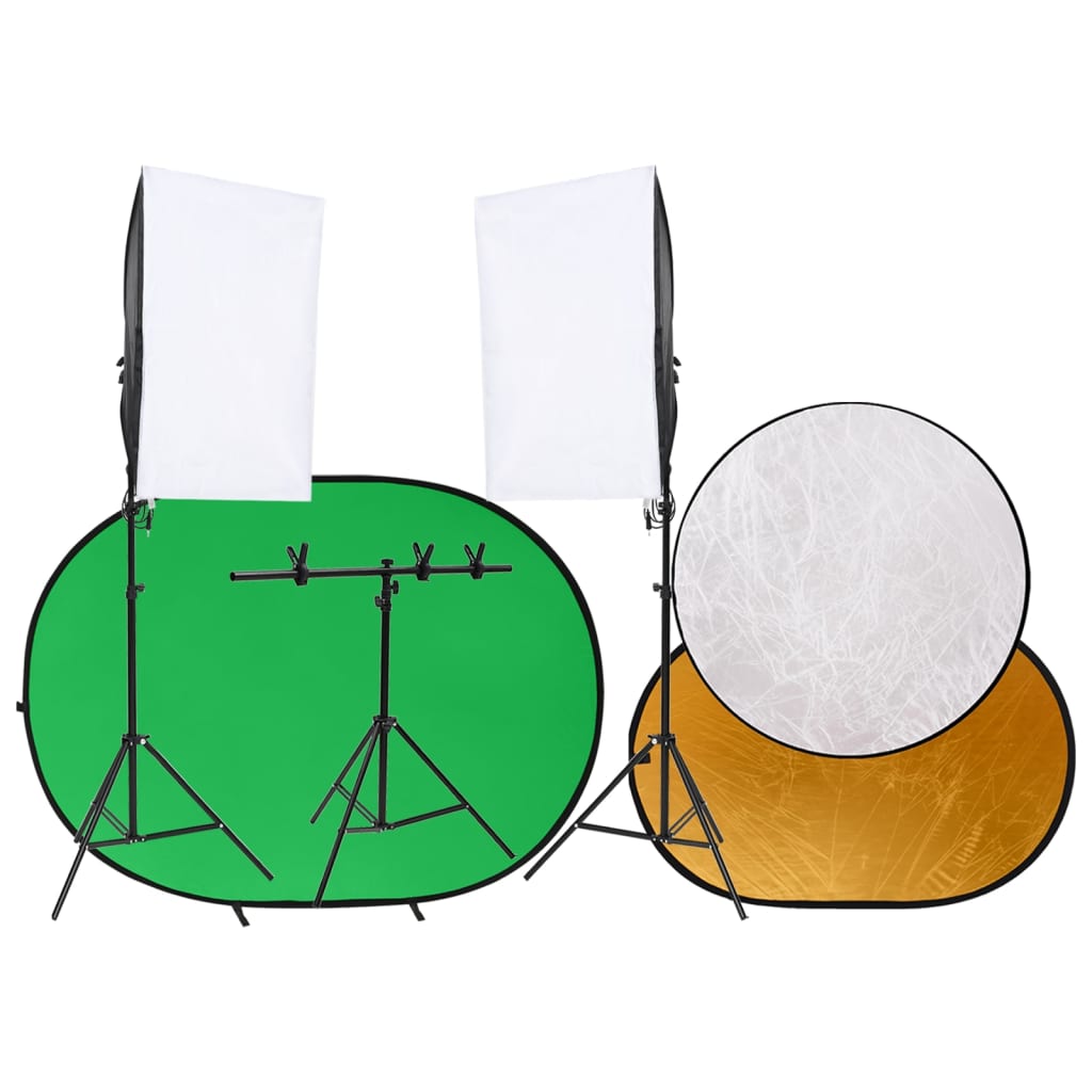 fotostudiesæt med fotolampesæt + fotobaggrund og reflektor