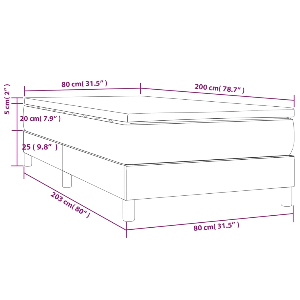 kontinentalseng med madras 80x200 cm stof cremefarvet