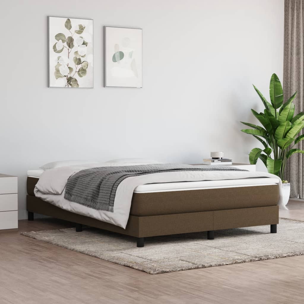 kontinentalseng med madras 140x190 cm stof mørkebrun