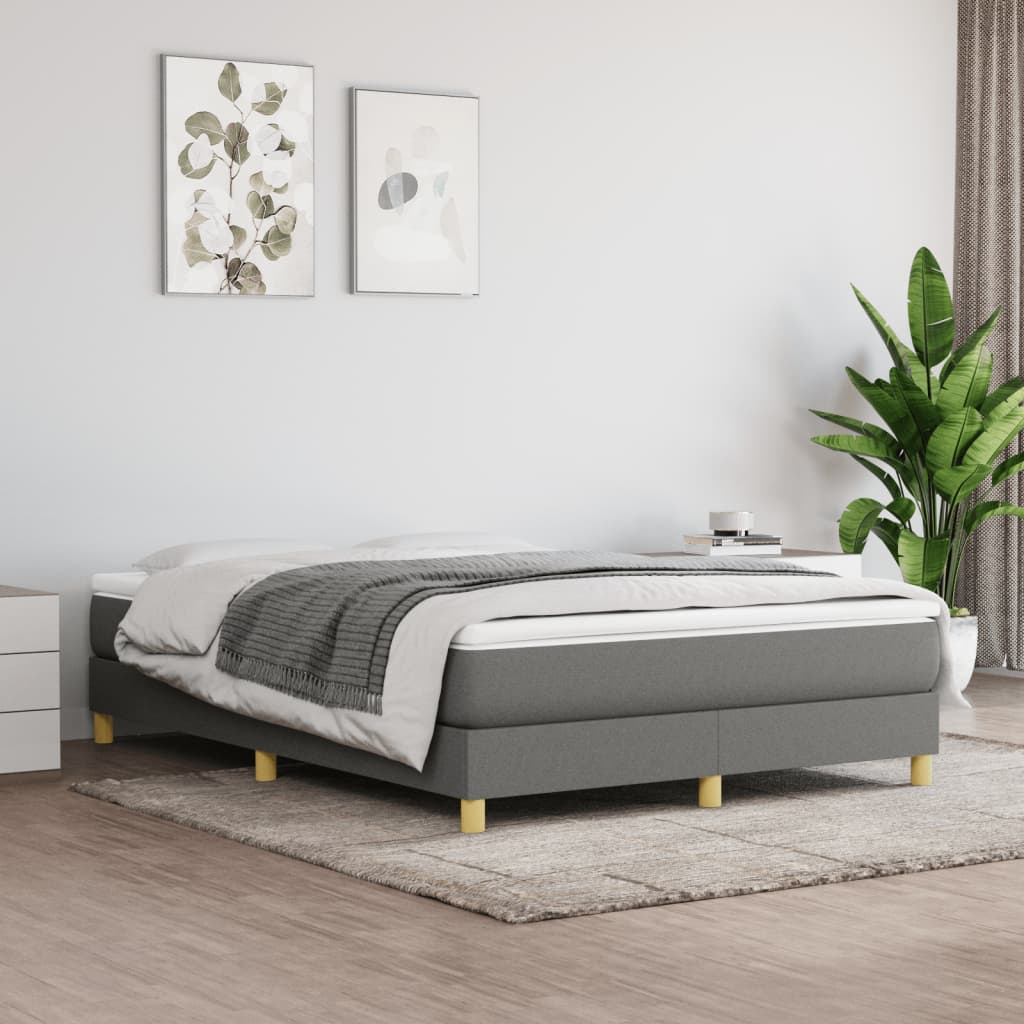kontinentalseng med madras 140x190 cm stof mørkegrå