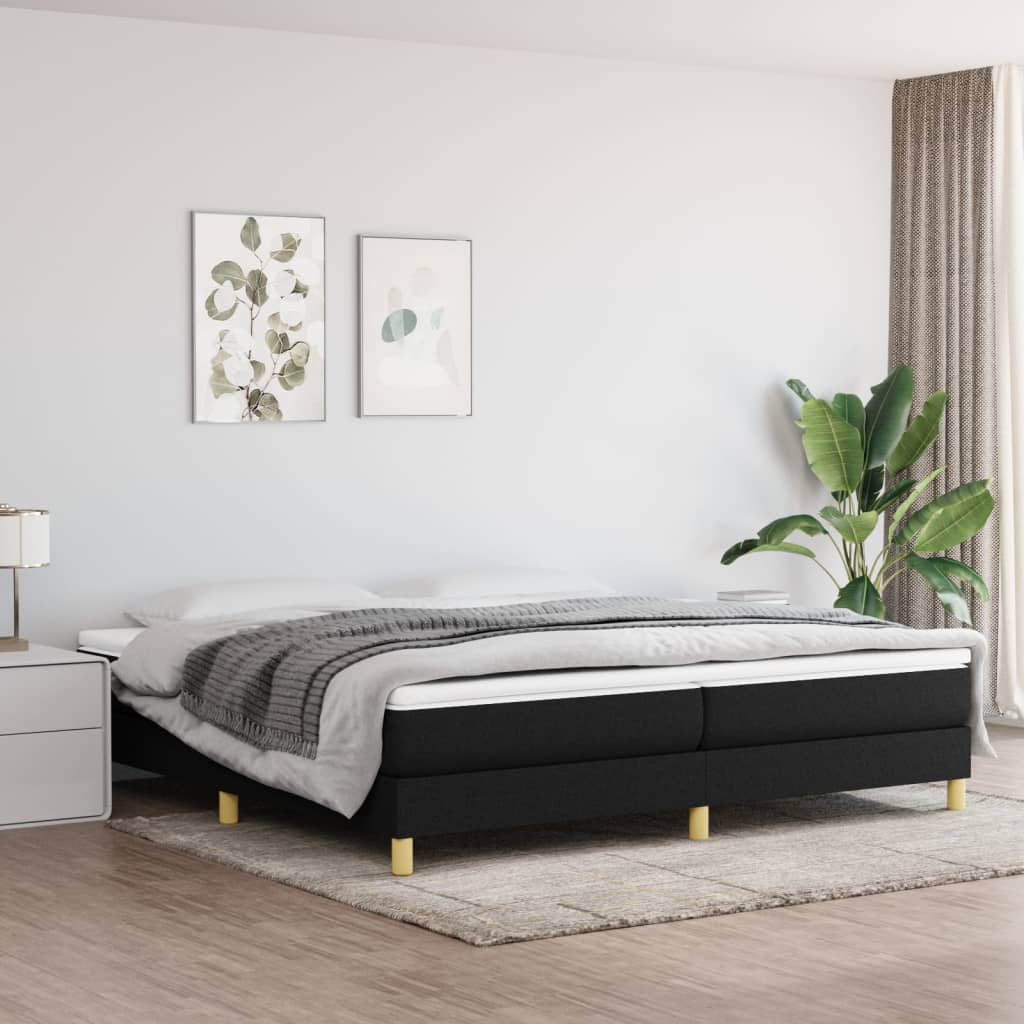 kontinentalseng med madras 200x200 cm stof sort