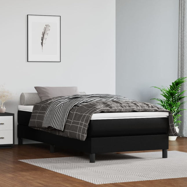 kontinentalseng med madras 90x190 cm kunstlæder sort