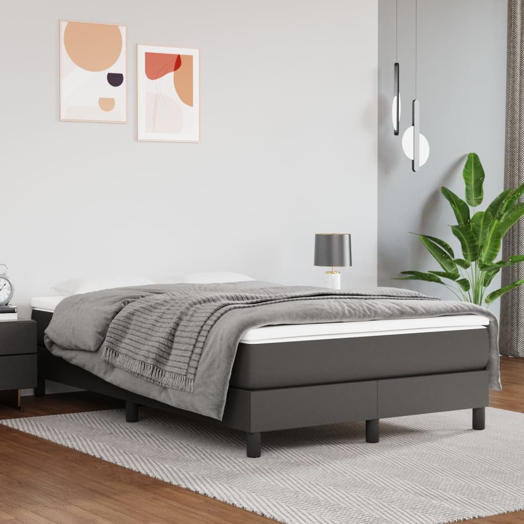 kontinentalseng med madras 120x200 cm kunstlæder grå