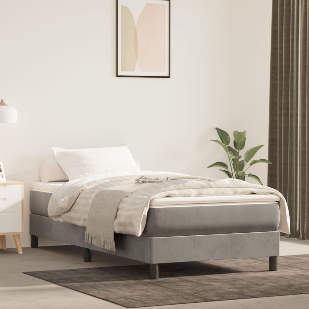 kontinentalseng med madras 80x200 cm fløjl lysegrå