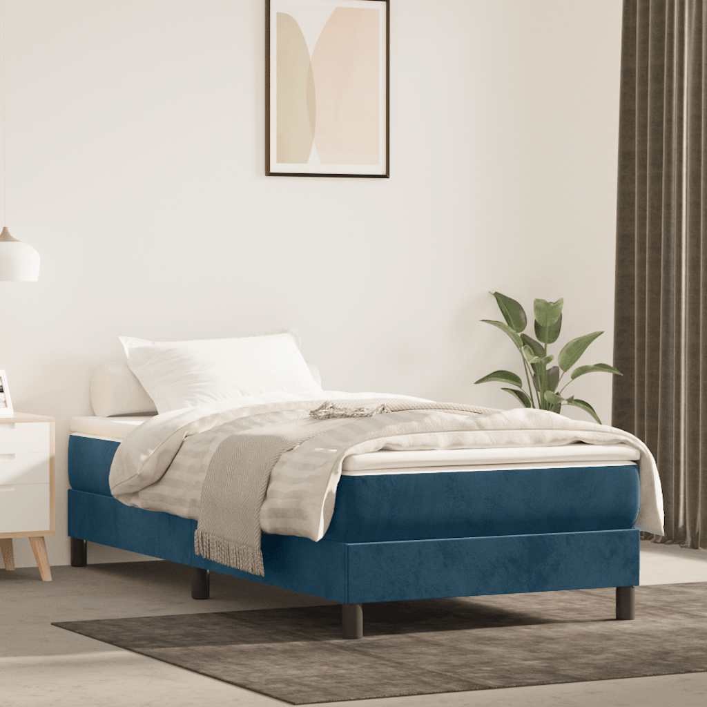kontinentalseng med madras 80x200 cm fløjl mørkeblå