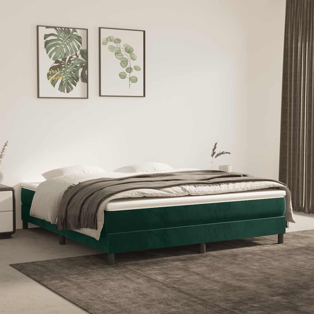 kontinentalseng med madras 160x200 cm fløjl mørkegrøn