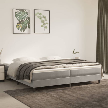 kontinentalseng med madras 200x200 cm fløjl lysegrå