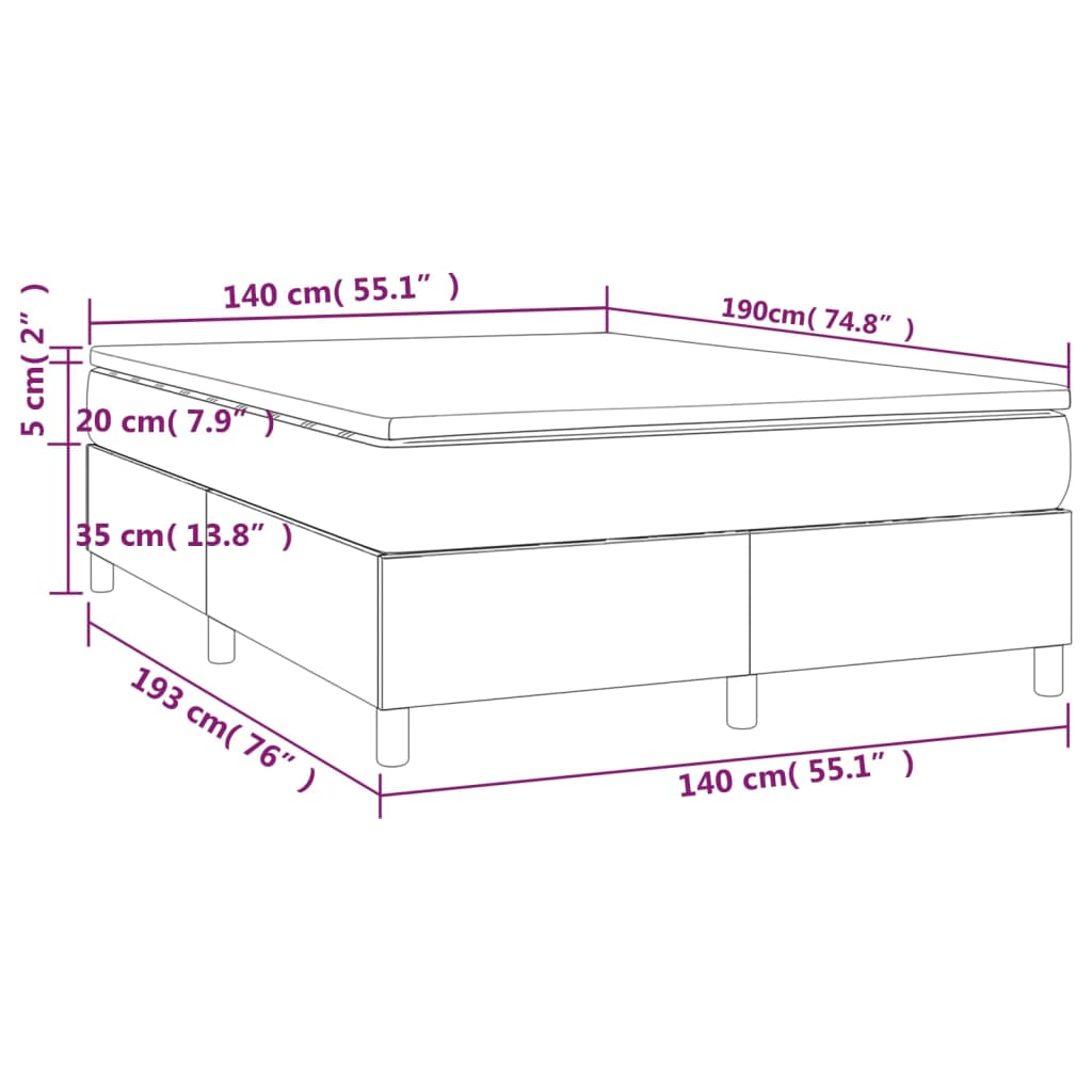 kontinentalseng med madras 140x190 cm stof cremefarvet