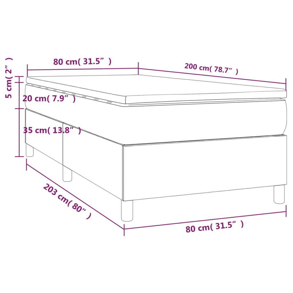 kontinentalseng 80x200 cm kunstlæder grå