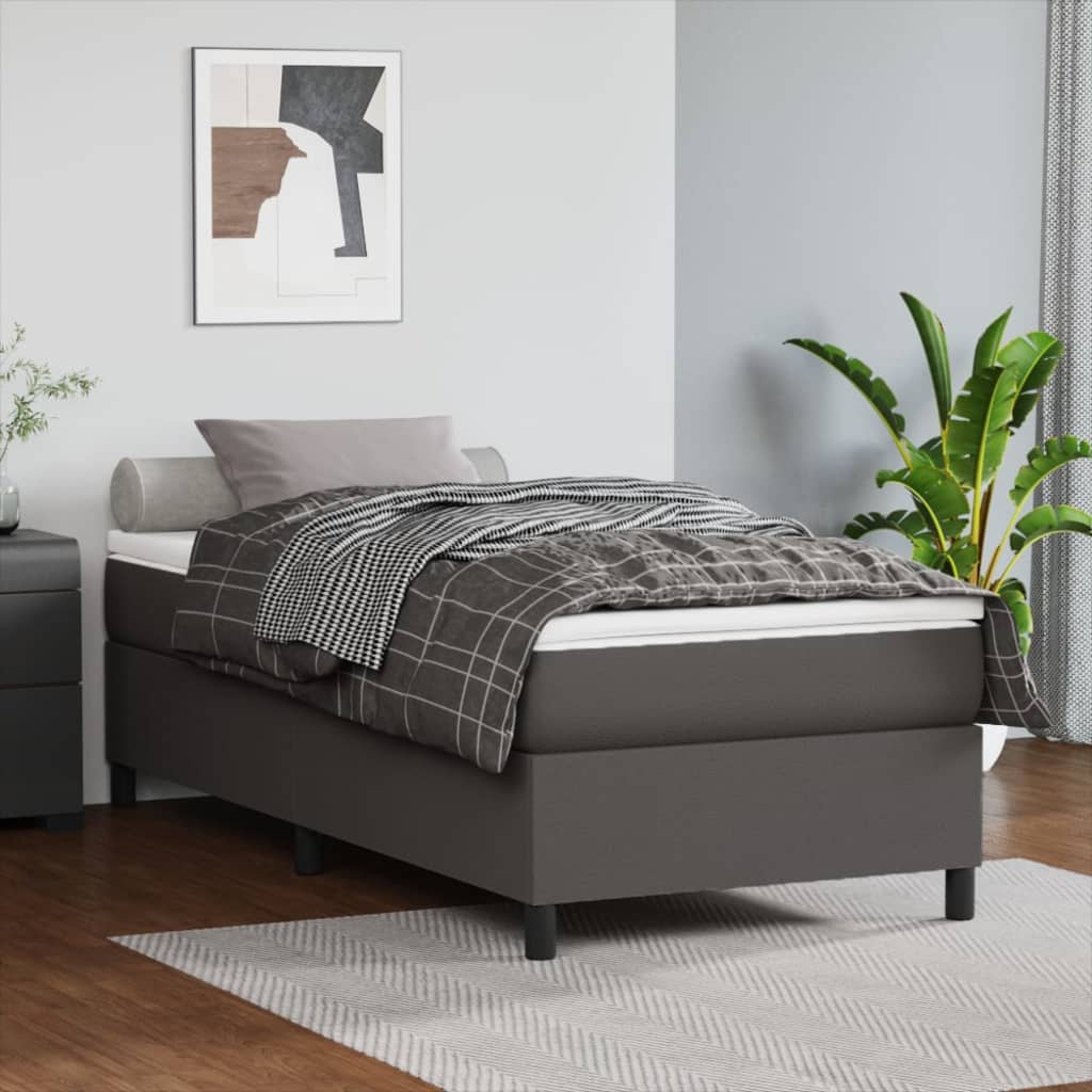 kontinentalseng 80x200 cm kunstlæder grå
