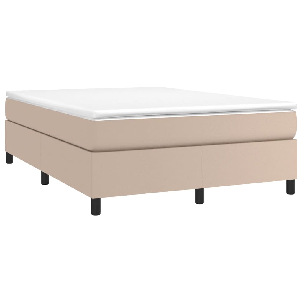 kontinentalseng 160x200 cm kunstlæder cappuccinofarvet