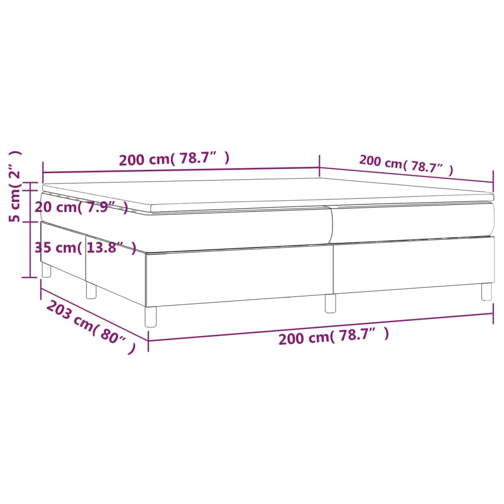 kontinentalseng med madras 200x200 cm kunstlæder cremefarvet