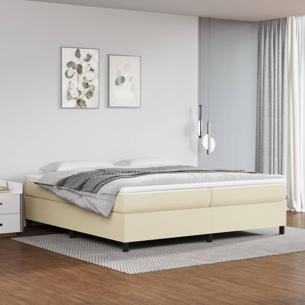 kontinentalseng med madras 200x200 cm kunstlæder cremefarvet