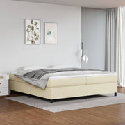 kontinentalseng med madras 200x200 cm kunstlæder cremefarvet
