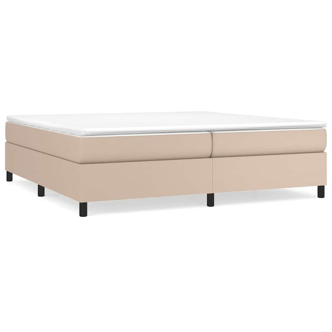 kontinentalseng 200x200 cm kunstlæder cappuccinofarvet