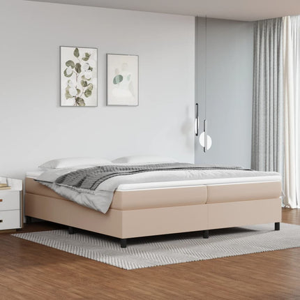 kontinentalseng 200x200 cm kunstlæder cappuccinofarvet