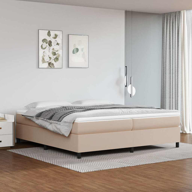 kontinentalseng 200x200 cm kunstlæder cappuccinofarvet