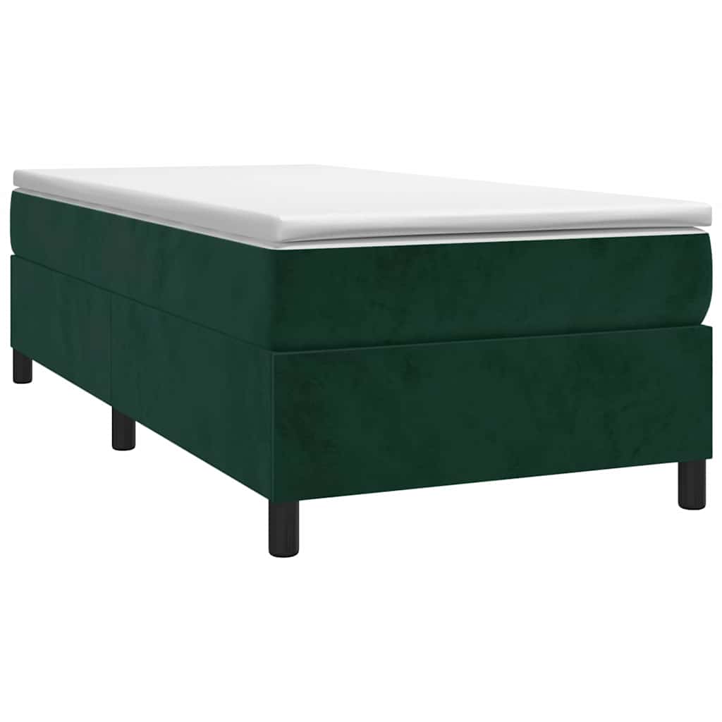 kontinentalseng med madras 80x200 cm fløjl mørkegrøn