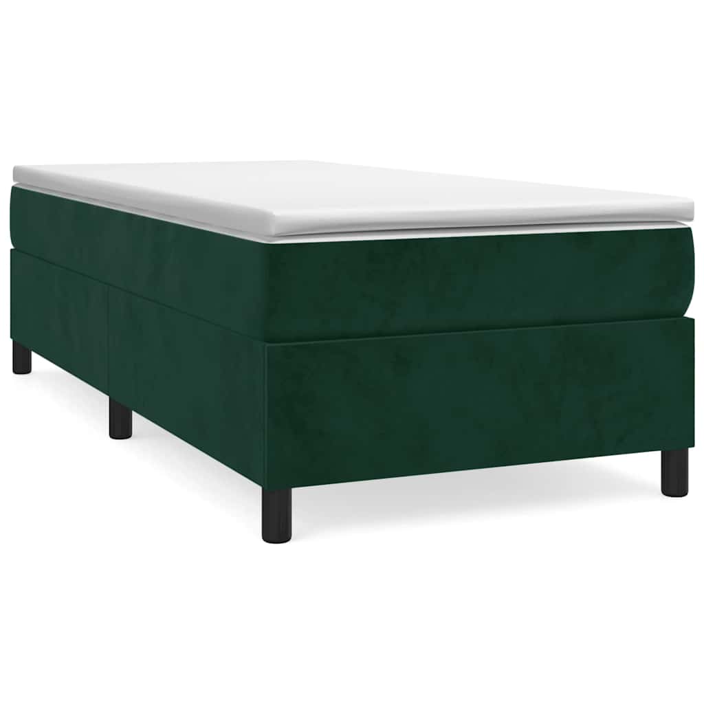 kontinentalseng med madras 90x200 cm fløjl mørkegrøn