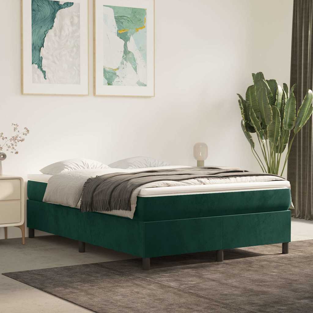 kontinentalseng med madras 140x190 cm fløjl mørkegrøn