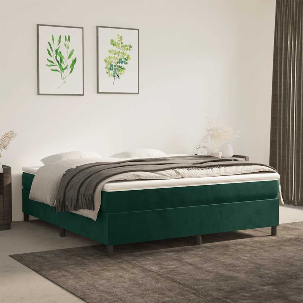 kontinentalseng med madras 180x200 cm fløjl mørkegrøn