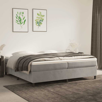 kontinentalseng med madras 200x200 cm fløjl lysegrå