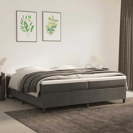 kontinentalseng med madras 200x200 cm fløjl mørkegrå