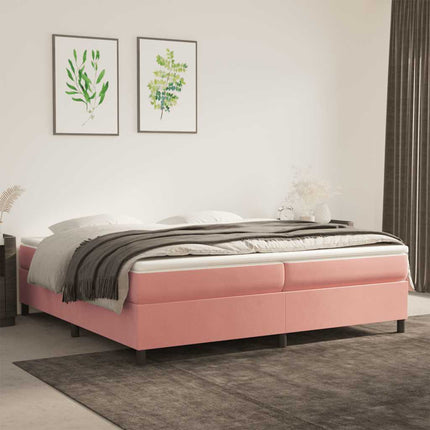 kontinentalseng med madras 200x200 cm fløjl lyserød
