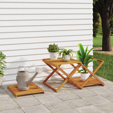 foldbar reol med 3 hylder 43x31x63 cm massivt akacietræ brun