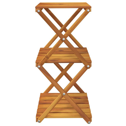 foldbar reol med 3 hylder 43x31x63 cm massivt akacietræ brun