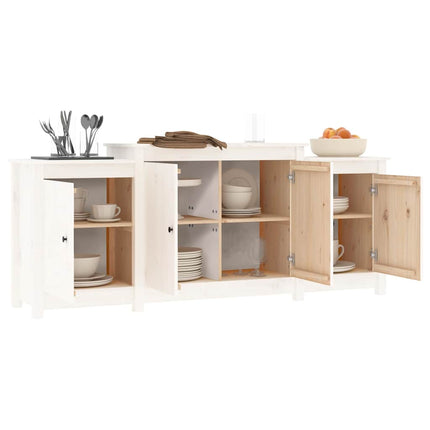 skænk 164x37x68 cm massivt fyrretræ hvid