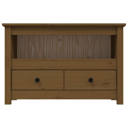 tv-bord 79x35x52 cm massivt fyrretræ gyldenbrun