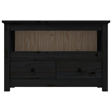 tv-bord 79x35x52 cm massivt fyrretræ sort