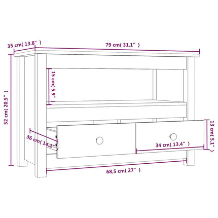 tv-bord 79x35x52 cm massivt fyrretræ sort
