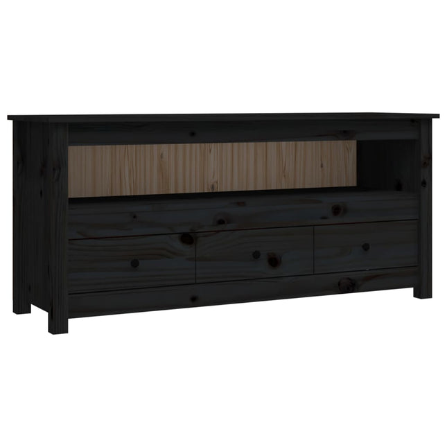 tv-bord 114x35x52 cm massivt fyrretræ sort
