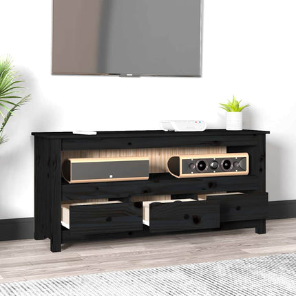 tv-bord 114x35x52 cm massivt fyrretræ sort