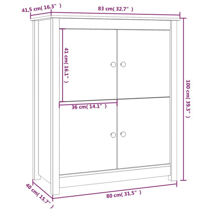 skænk 83x41,5x100 cm massivt fyrretræ hvid
