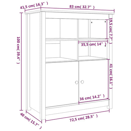 skænk 83x41,5x100 cm massivt fyrretræ sort